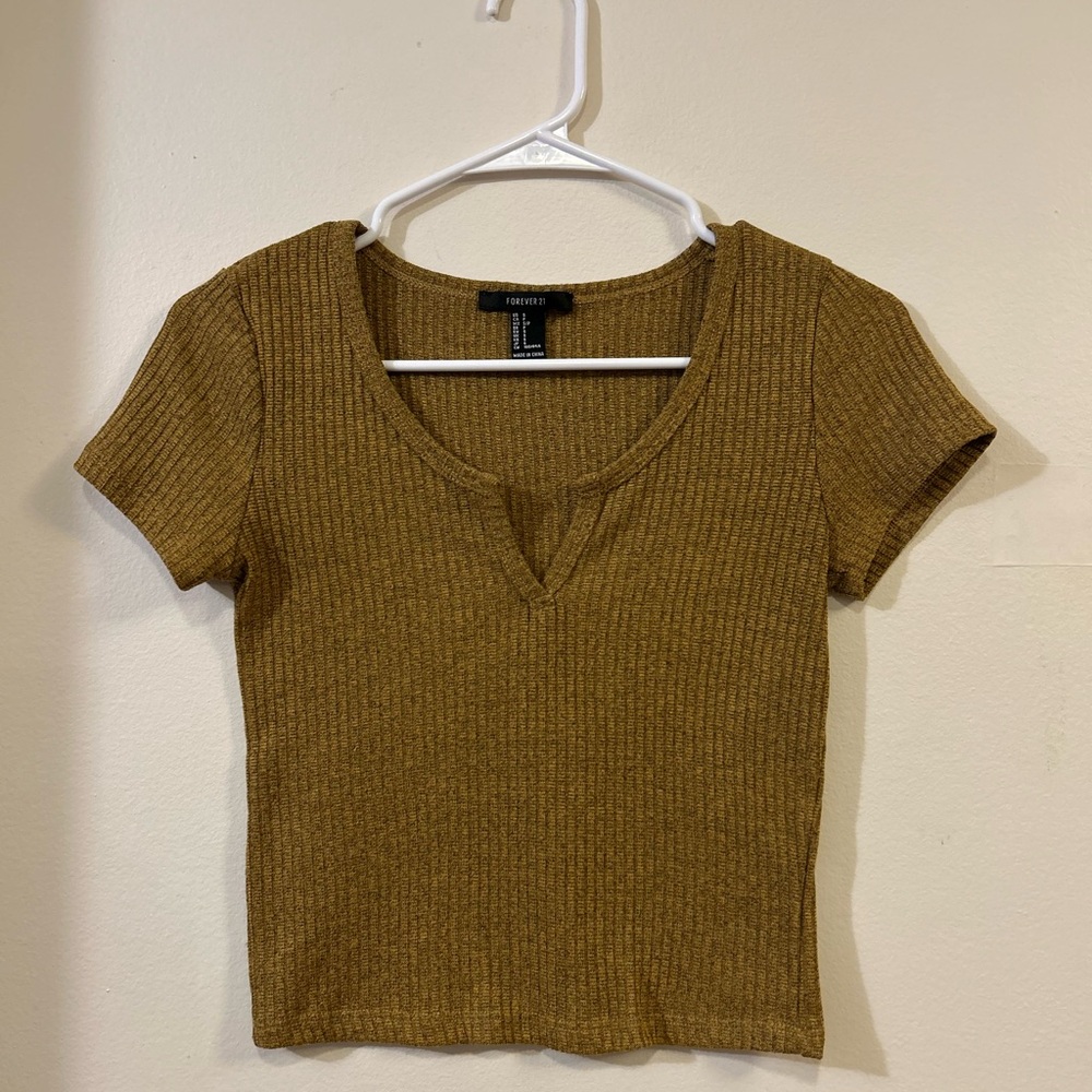 Forever 21 Tan Ribbed Crop Top